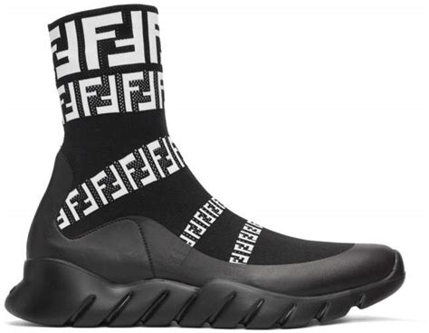 fendi black forever fendi knit high-top sneakers sole|Fendi High.